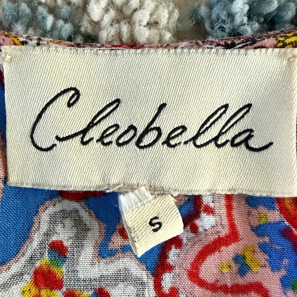 Cleobella Paisley Mini Dress Deep V Boho Multicolor Festival Dopamine Small - Picture 9 of 11